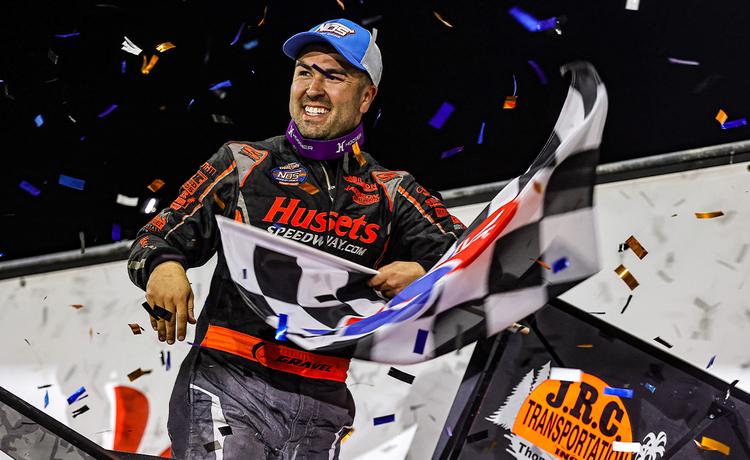 David Gravel celebrates at Knoxville Raceway
