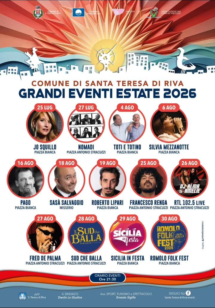 Seguiteci… ✨🎶🎙️ Vi aspettiamo a Santa Teresa di Riva (Me) Info ⬇️