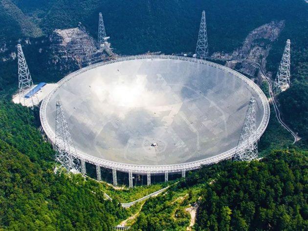 Das „Five-hundred-meter Aperture Spherical Radio Telescope“ (FAST) in der chinesischen Provinz Guizhou. Copyright: FAST
