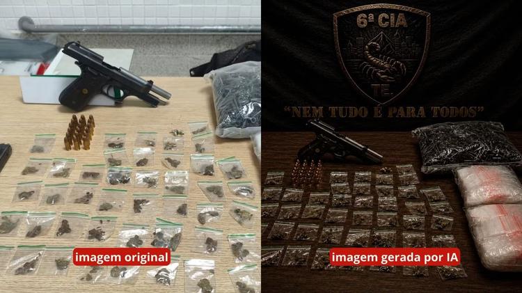 ANTES e DEPOIS: veja as fotos originais e as imagens geradas por IA de apreensões divulgadas com erros pela polícia do ES
