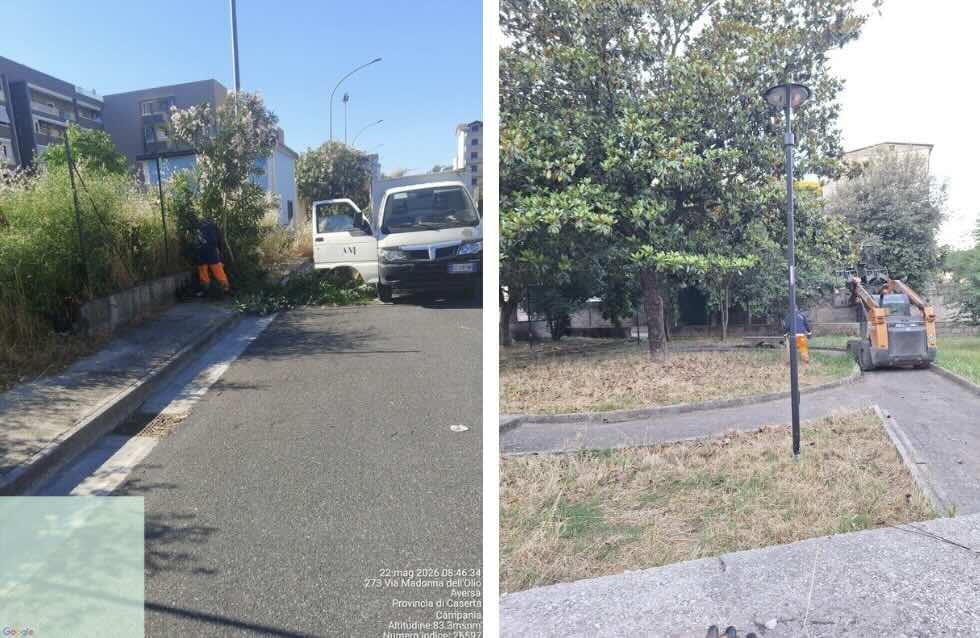 Aversa, interventi di diserbo e pulizia in diverse zone della città