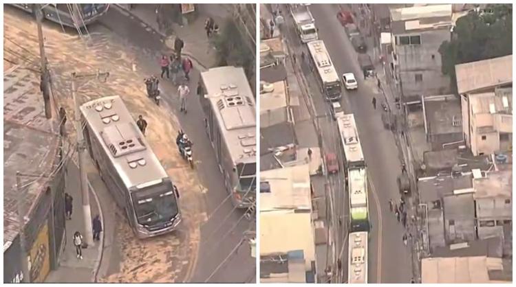 Ônibus derrama óleo na pista e causa acidente, formando fila quilométrica de veículos na Avenida Cantídio Sampaio, Zona Norte de SP