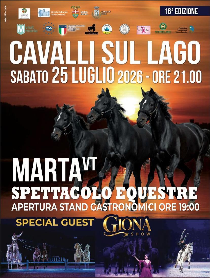 🎉🐴 CAVALLI SUL LAGO 2026 🐴🎉 📅 Sabato 25 luglio 2026 ore 21.00 Località Porto, campetti polivalenti, Marta (VT), l'a...