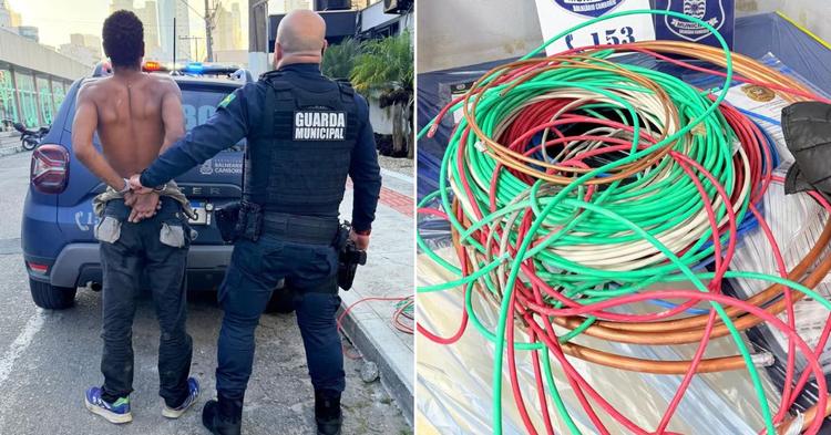 Homem é preso após invadir prédio em construção, furtar fiação e fugir pulando do terceiro andar em BC