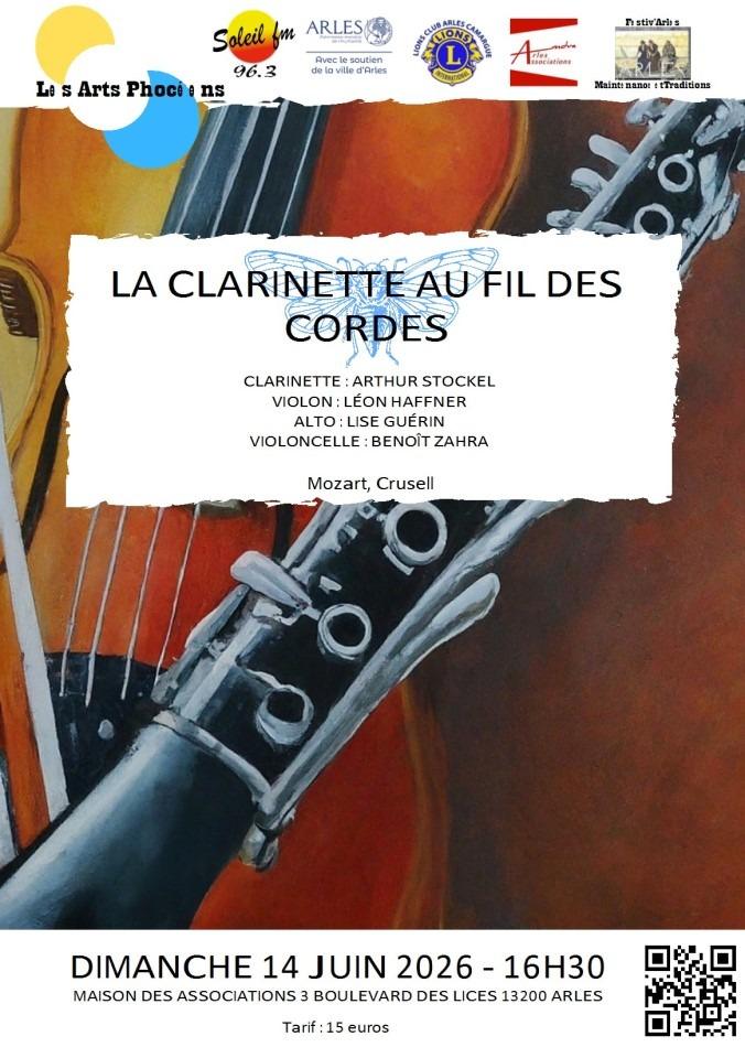 CONCERT LES ARTS PHOCÉENS “LA CLARINETTE AU FIL DES CORDES” À ARLES DIMANCHE 14 JUIN 2026