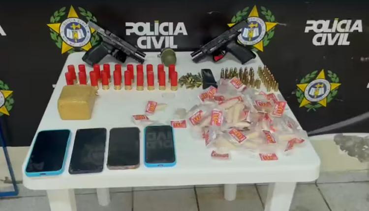 Operação prende quatro e apreende adolescente com armas, granada e drogas em Volta Redonda