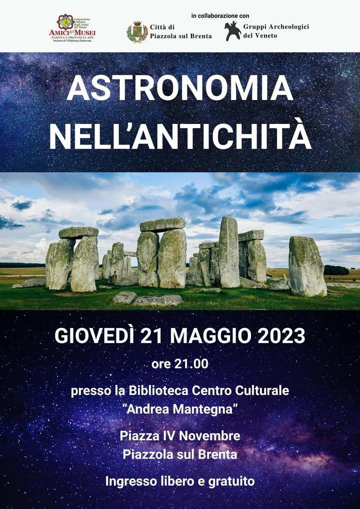 🌌✨ Un viaggio tra stelle, miti e civiltà antiche! ✨🌌 📖 “Astronomia nell’Antichità” 🗓 Giovedì 21 maggio 2023... 🕘 Or...