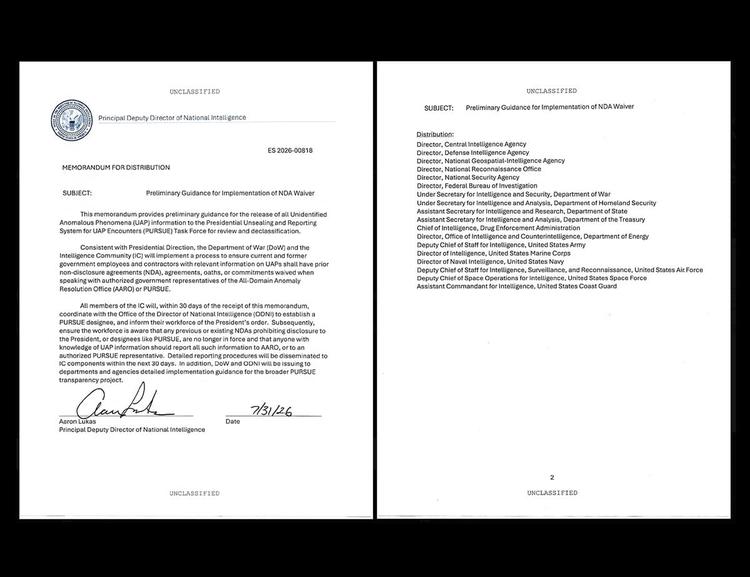 Trump-Anweisung zur Befreiung von UFO-Whistleblowern von Geheimhaltungsvereinbarungen