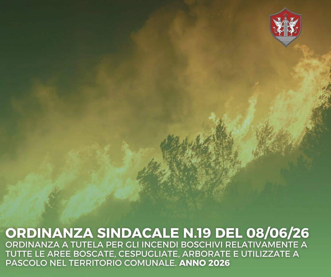 🔥🌳 𝐎𝐑𝐃𝐈𝐍𝐀𝐍𝐙𝐀 𝐀 𝐓𝐔𝐓𝐄𝐋𝐀 𝐏𝐄𝐑 𝐆𝐋𝐈 𝐈𝐍𝐂𝐄𝐍𝐃𝐈 𝐁𝐎𝐒𝐂𝐇𝐈𝐕𝐈  Considerato il Decreto del Presid...