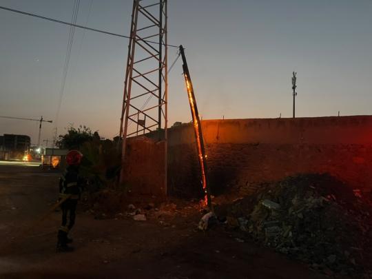 اندلاع حريق بعمود كهربائي بمراكش+ صور
