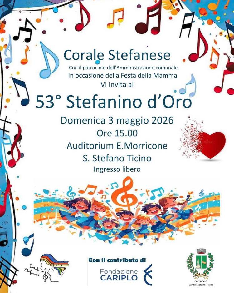 🎶53° Stefanino d’Oro🎶 In occasione della Festa della Mamma, la Corale Stefanese organizza un pomeriggio all’insegna de...