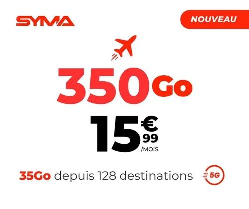 🌍 Syma Mobile, forfait Voyage 350Go à 16€/mois