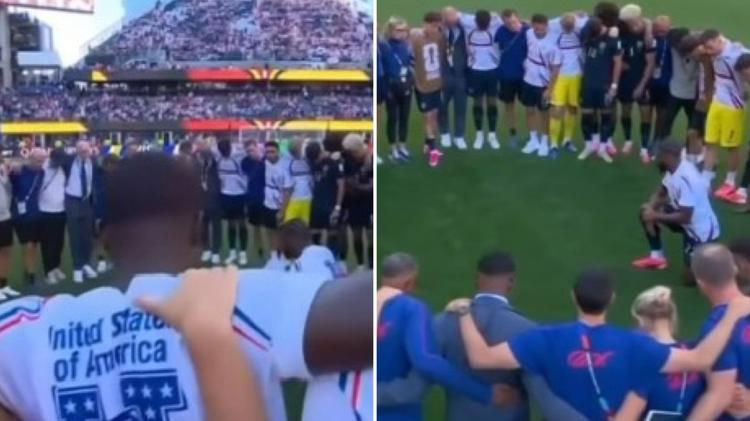 Jogadores dos EUA fazem círculo de oração após eliminação da Copa do Mundo