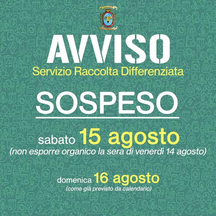 🟢Avviso Raccolta Differenziata ♻️ 🔷 Sabato 1️⃣5️⃣ agosto (e domenica 16 agosto)