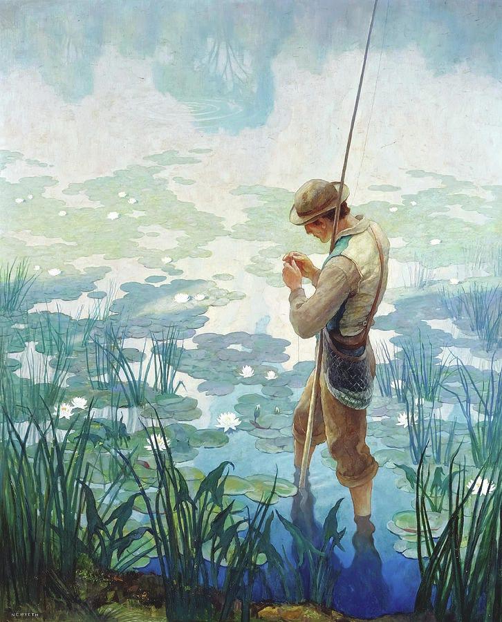 Thoreau Fishing at Walden Pond, 1936 Painting by Newell Convers Wyeth -  Fine Art America
