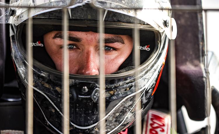David Gravel with his helmet on