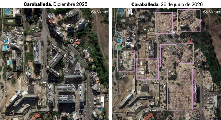 Imágenes satélite de la ciudad de Caraballeda, antes y después del terremoto