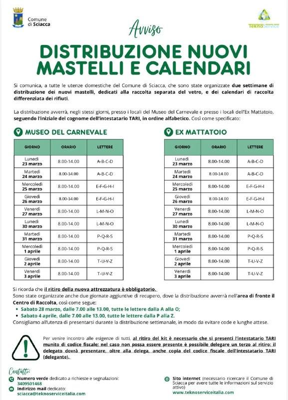 Distribuzione mastelli vetro al via (apri la notifica) Dal 23 marzo inizia la distribuzione dei nuovi mastelli per il ve...