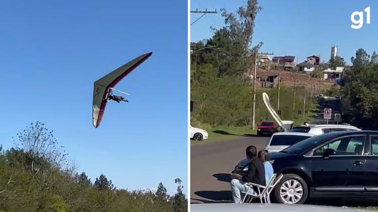 VÍDEO: Asa-delta cai sobre carro em Sapiranga e piloto fica ferido