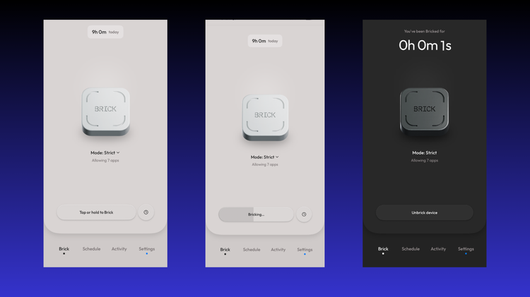 The process of unbricking a phone on the Brick app.