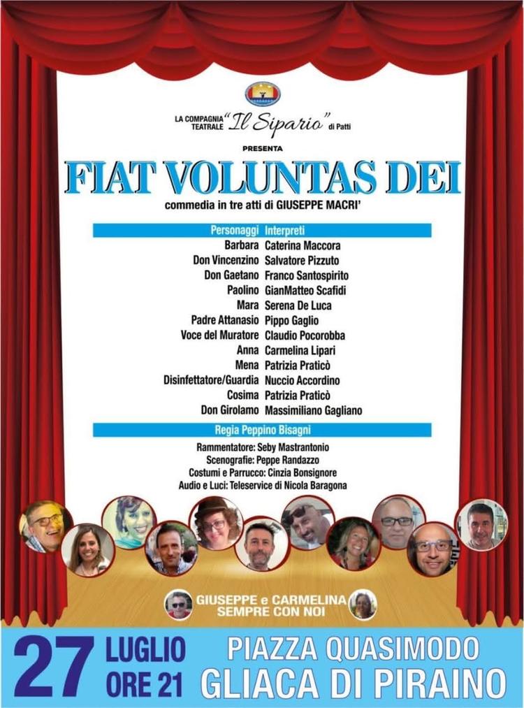 📌Questa sera appuntamento con il teatro! Vi aspettiamo alle 21:00 in Piazza Quasimodo, a Gliaca di Piraino, per la comm...