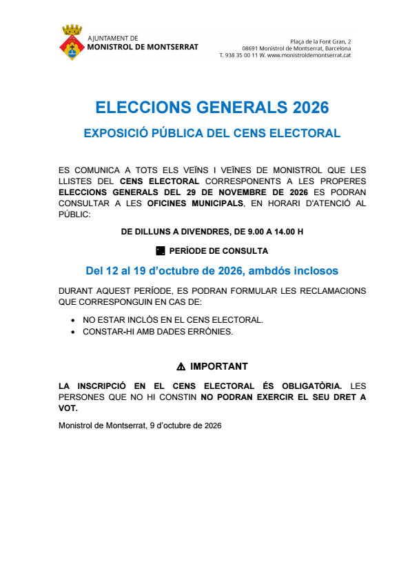 Consulta Cens Electoral