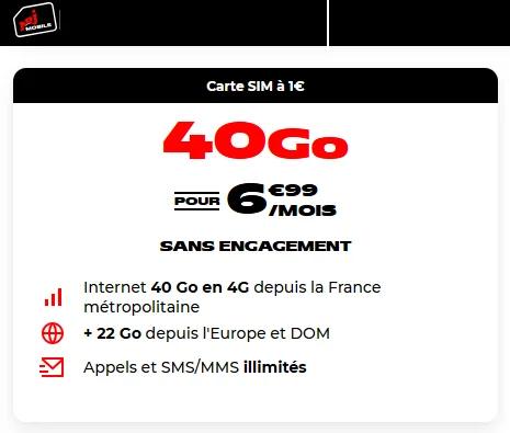 🔖 NRJ Mobile, forfait illimité/40Go à 7€/mois