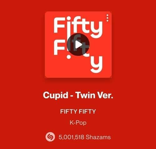 'Cupid' de Fifty Fifty alcanza los 5 millones de reproducciones en Shazam