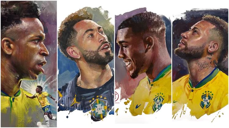 Craques da seleção brasileira inspiram ilustrações de artista potiguar