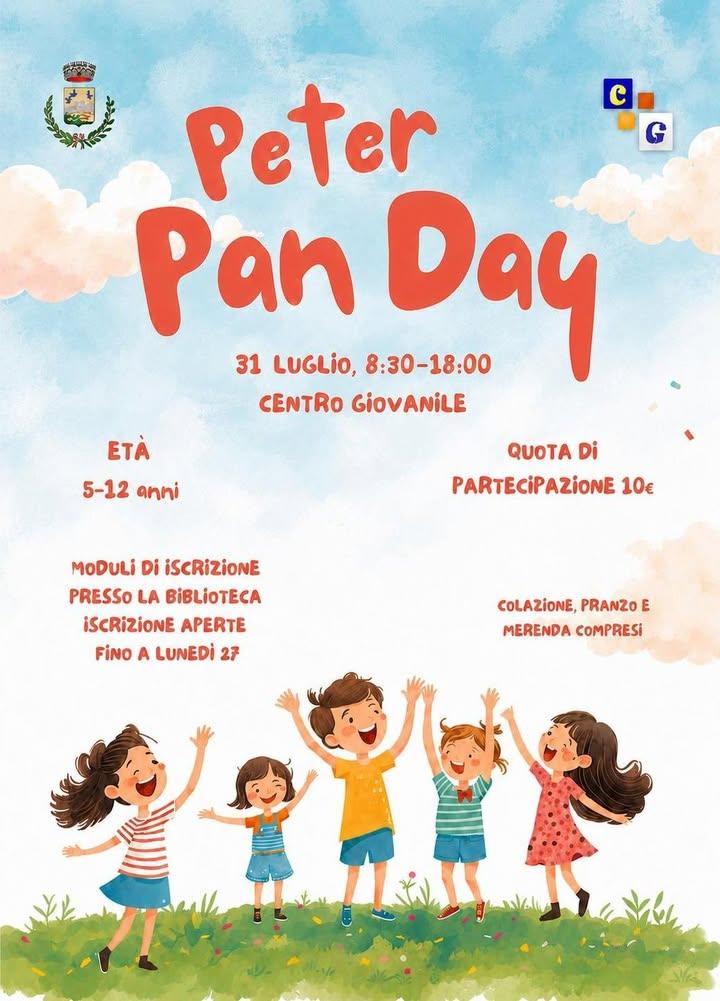 🧚‍♂️✨ PETER PAN DAY! ✨🧚‍♂️ ​Il 31 luglio arriva una giornata speciale per tutti i bambini dai 5 ai 12 anni al Centro G...