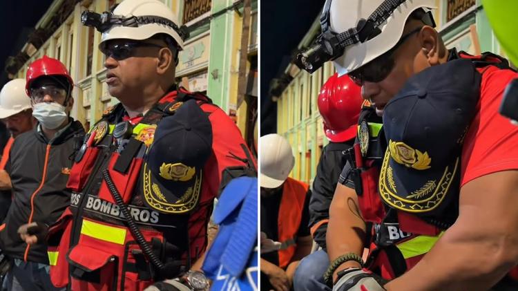 De joelhos, socorristas venezuelanos oram a Deus para encontrar sobreviventes na Colômbia