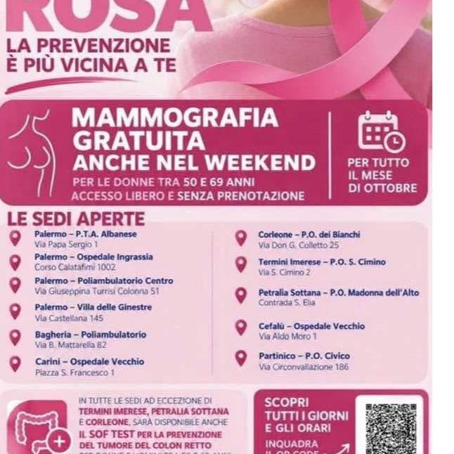 🌸OTTOBRE ROSA  📅 Per tutto il mese di ottobre  📍 L'ASP VI ASPETTA PRESSO L'OSPEDALE MADONNA DELL’ ALTO 🚺 ACCESSO LIB...