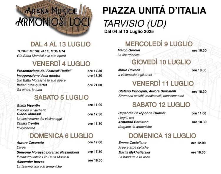 ‼️TARVISIO CULTURA 2025. ➡️ ARENA MUSICAE IN PIAZZA UNITA’ A TARVISIO DAL 04 AL 13 LUGLIO. ➡️ SARÀ ALLESTITO UN PADIGLIO...