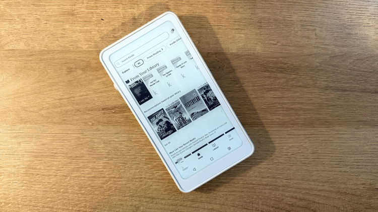 The Kindle home page on a Durobo Kindle e-reader.