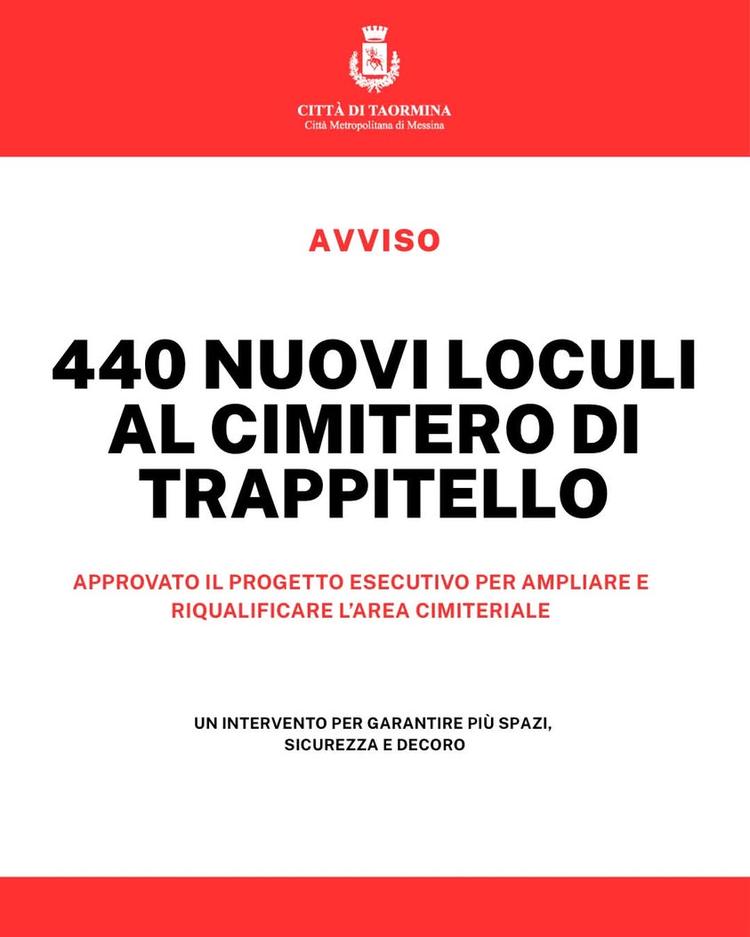DARE DECORO ALLA MEMORIA: APPROVATO IL PROGETTO PER 440 NUOVI LOCULI AL CIMITERO DI TRAPPITELLO L’Amministrazione Comuna...