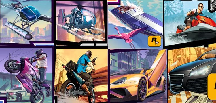 Moments from GTA 6 and GTA 5 cover arts