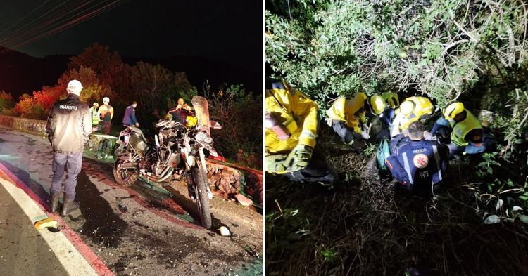 Batida contra mureta lança motociclista em direção a penhasco em avenida das Praias Agrestes de BC&nbsp;