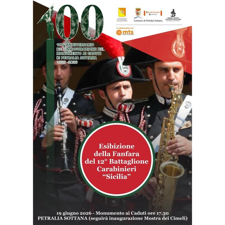🎼 Esibizione della fanfara del 12• Battaglione Carabinieri “Sicilia”  📆19 giugno  🕦 17.30  📍Monumento dei Caduti  (A...