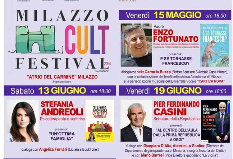 MilazzoCultFestival, secondo appuntamento con Stefania Andreoli. Il programma: da Pier Ferdinando Casini a Serena Borone