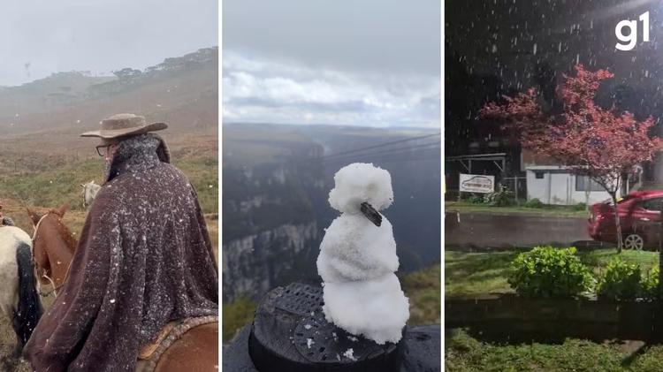 Meteorologistas confirmam neve em três cidades da Serra Gaúcha e explicam diferença para chuva congelada de Gramado