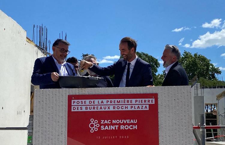 Sébastien Picard, directeur général d’IDEC Grand Sud, Michaël Delafosse, maire de Montpellier, et Lionel Mary, directeur général du groupe Idec.