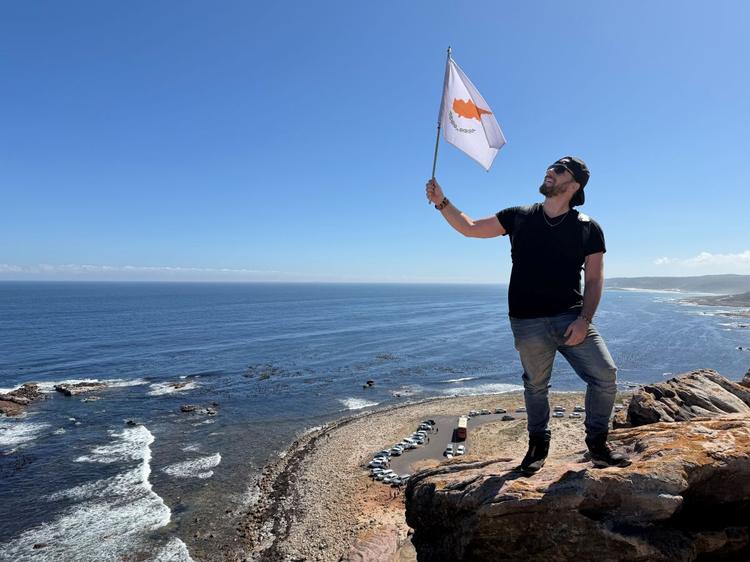 Nikos Leontis during his overland motorbike journey across Africa. 
