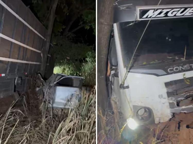 Caminhão invade contramão, mata motorista e deixa outro em estado grave na BR-474, em Piedade de Caratinga
