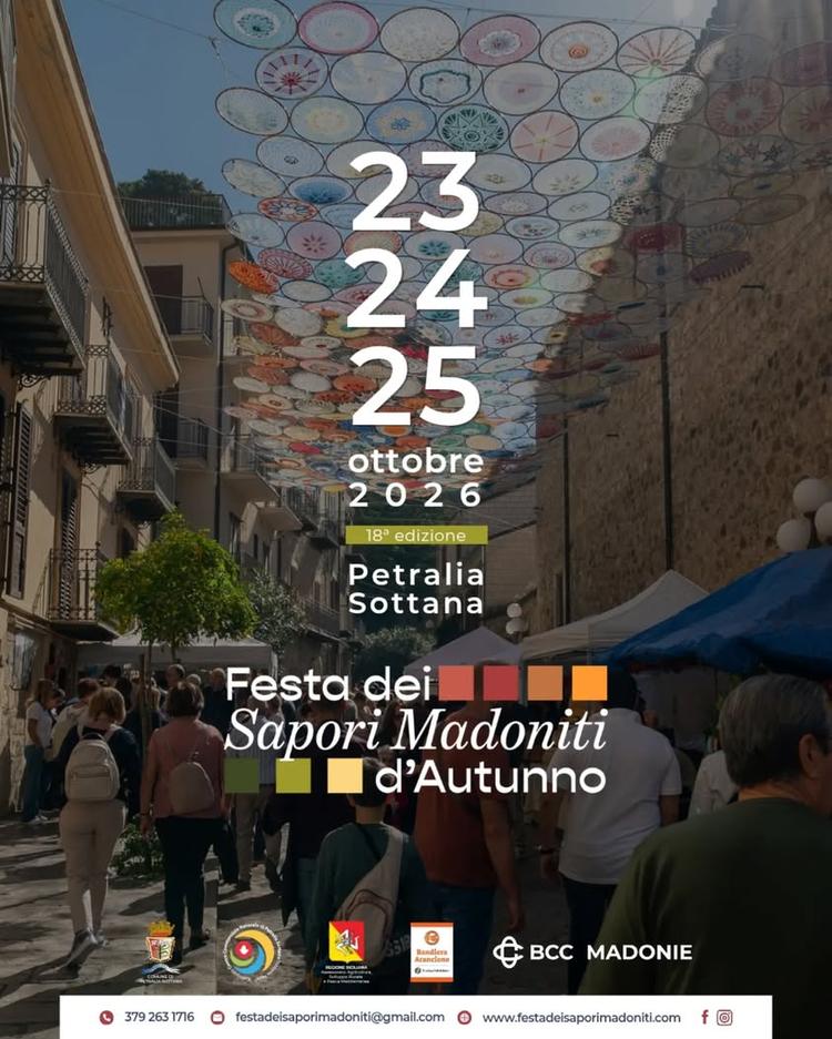 🍂 Festa dei Sapori Madoniti d’Autunno 2026 18ª edizione 📅 23 • 24 • 25 OTTOBRE 2026 📍Petralia Sottana (PA) Tre giorni...