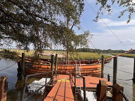 The replicated ship at Charles Towne Landing in Charleston, South Carolina, is named the Adventure in Charleston.