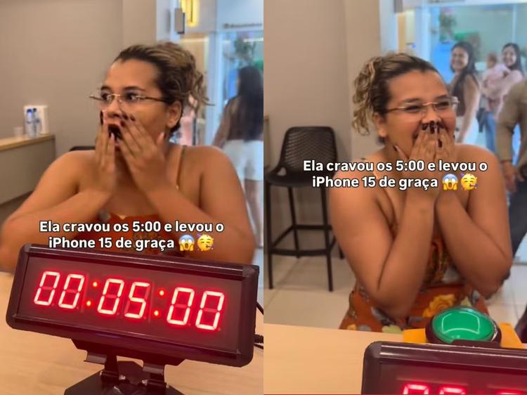 'Desafio do iPhone' viraliza após cliente cravar tempo de 5 segundos em cronômetro no Acre; VÍDEO