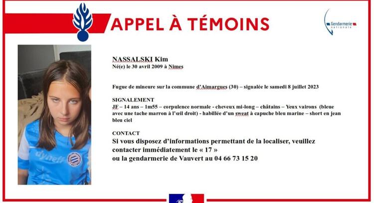 Gard. Appel à témoin pour une disparition de mineure sur la commune d’Airmagues à proximité de Lunel