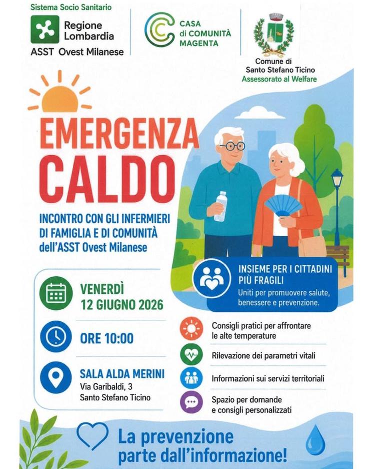 ☀️EMERGENZA CALDO☀️ Incontro con gli Infermieri di Famiglia e di Comunità per affrontare al meglio il caldo estivo.