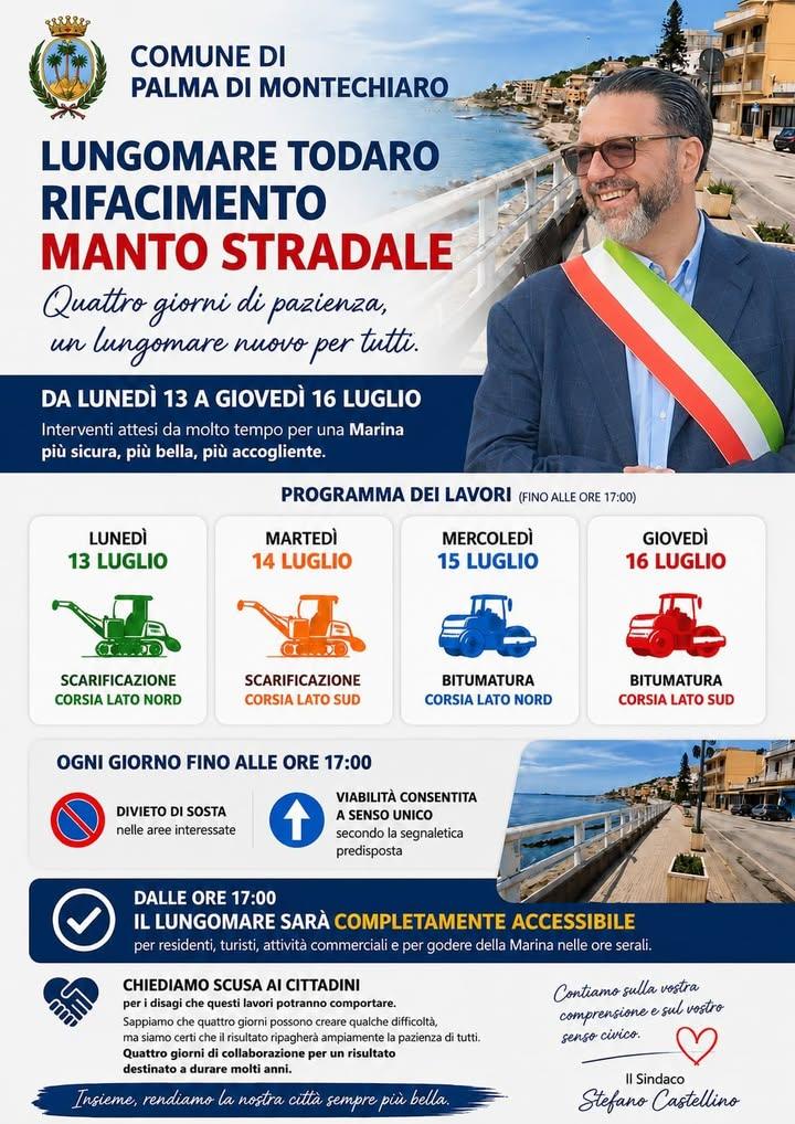 RIFACIMENTO MANTO STRADALE LUNGOMARE TODARO- MARINA DI PALMA: QUATTRO GIORNI DI PAZIENZA PER UN TRAGUARDO IMPORTANTE Ci...