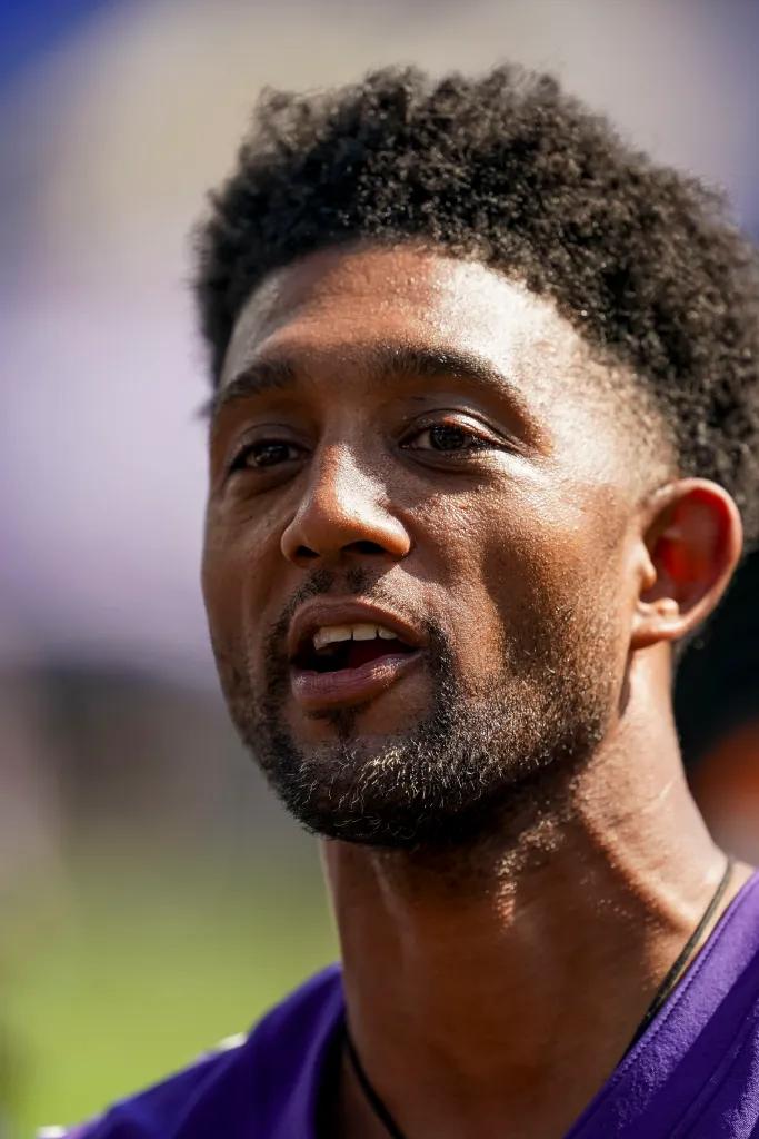 Baltimore major Brandon Scott at a Ravens game.